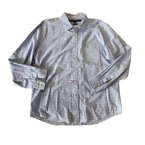 Tommy Hilfiger Mens XL Classic Fit Gingham Button Down Shirt Light Blue White